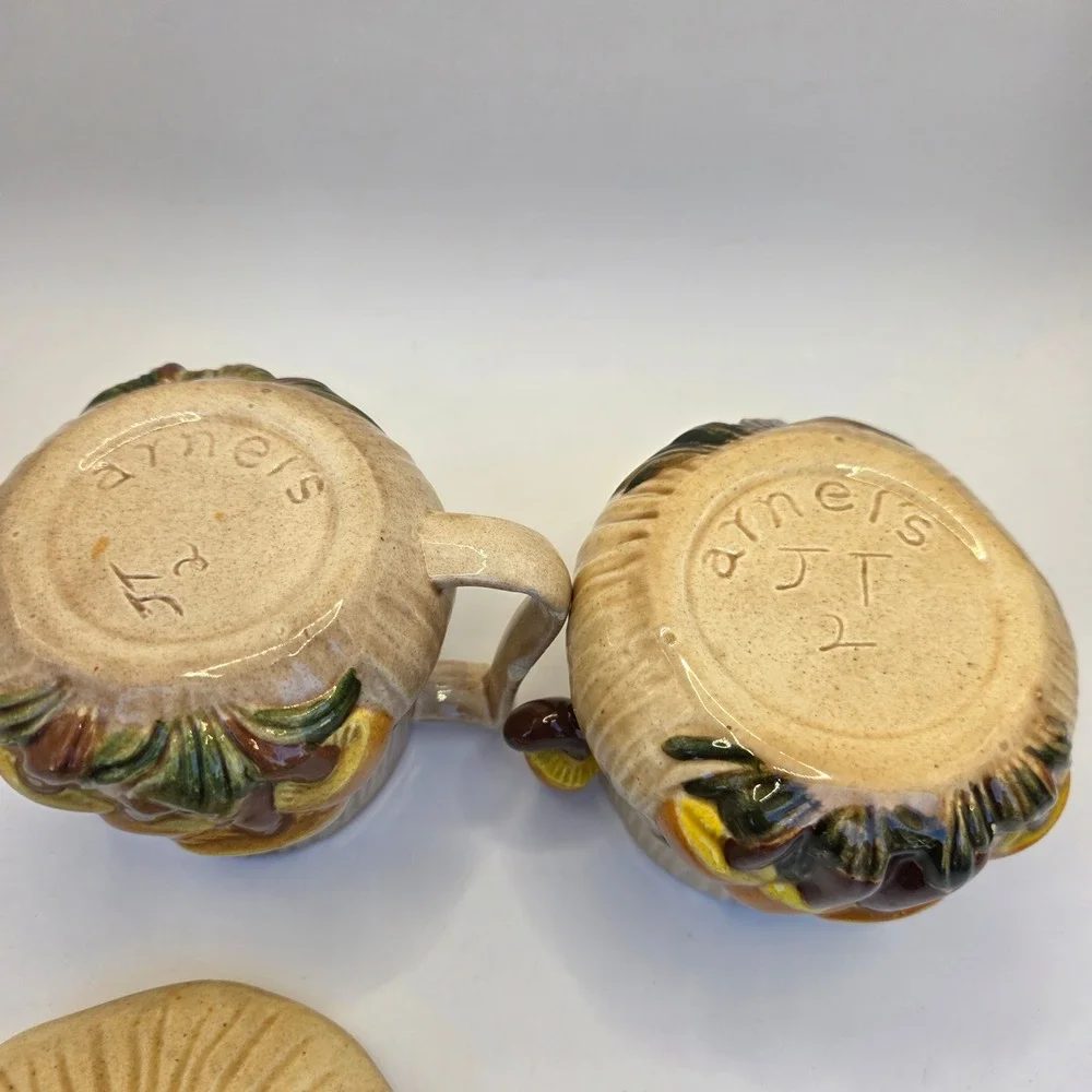 Vintage Arnel's Mushroom Ceramic Creamer and Sugar Bowl Set 1970s Retro Decor